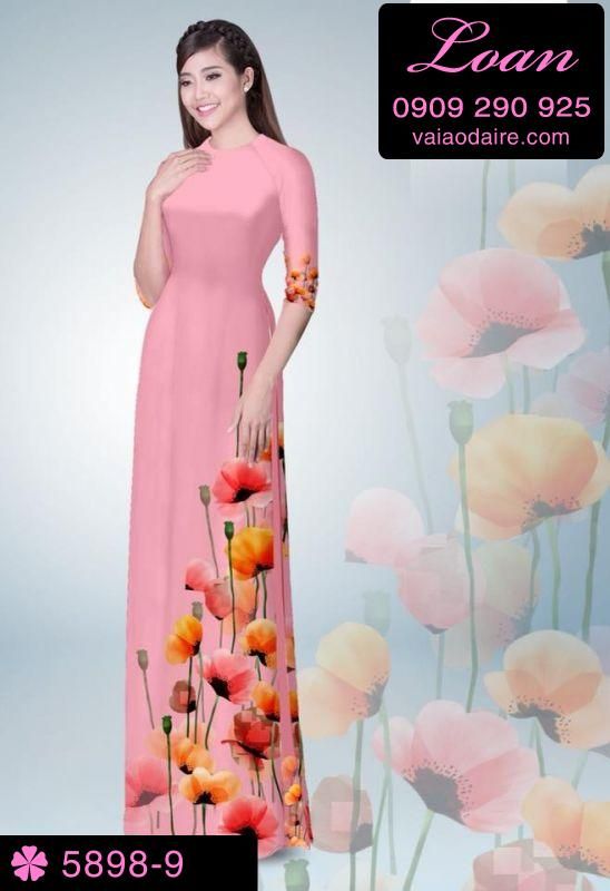 Vải áo dài hoa 3D