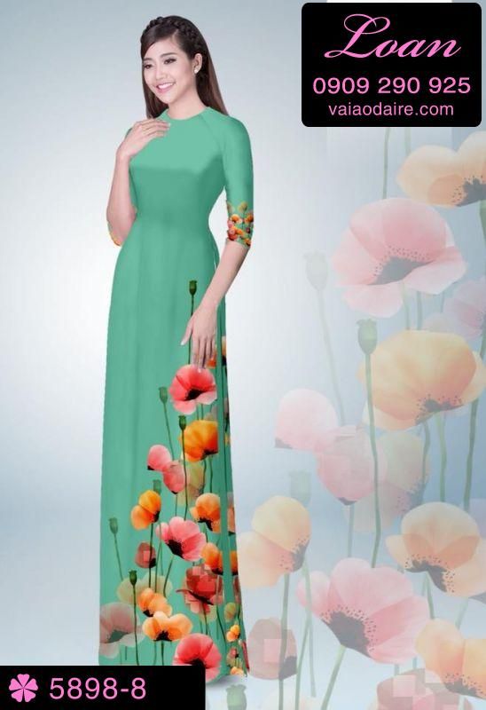 Vải áo dài hoa 3D