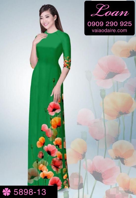 Vải áo dài hoa 3D