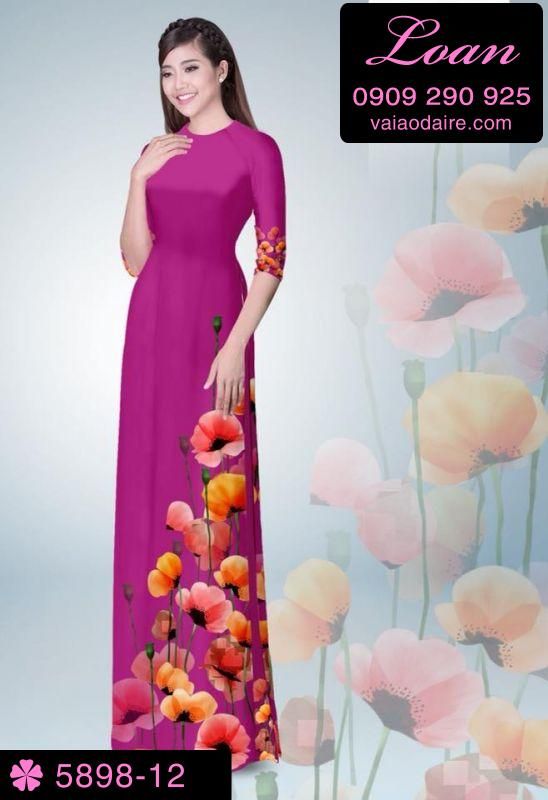 Vải áo dài hoa 3D