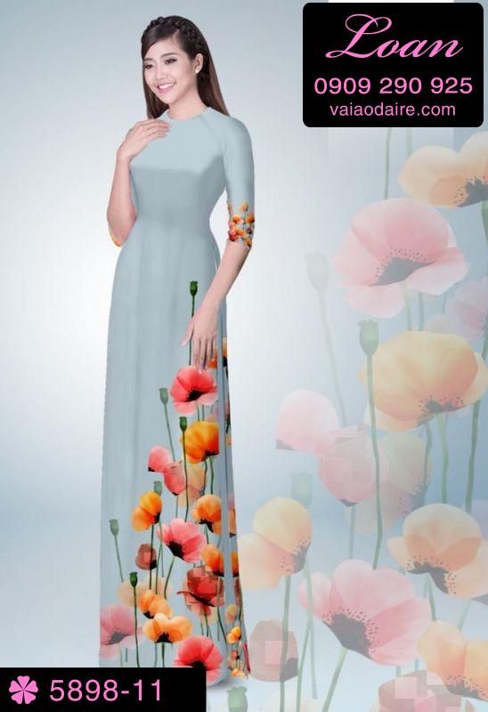 Vải áo dài hoa 3D