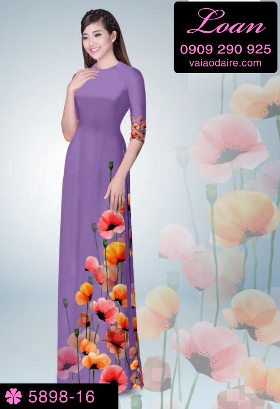 Vải áo dài hoa 3D