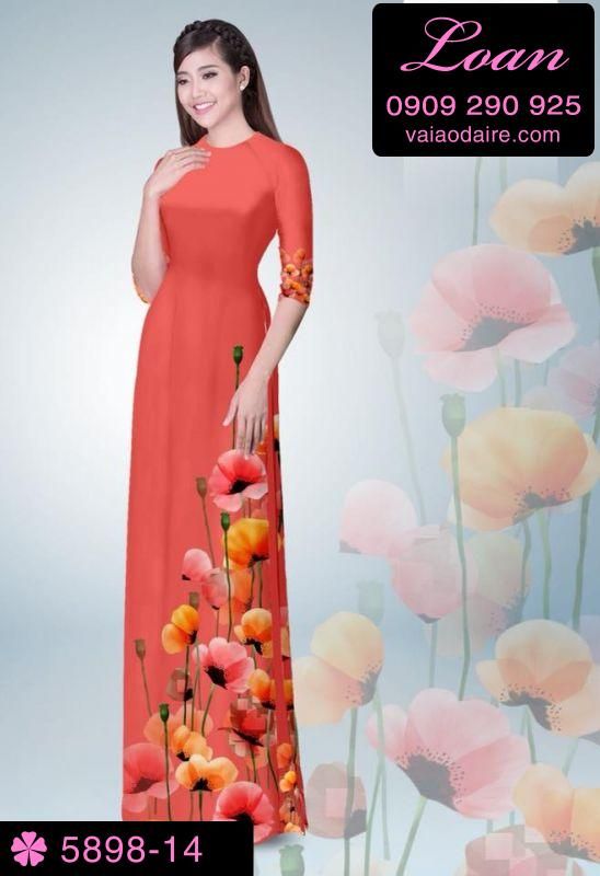 Vải áo dài hoa 3D