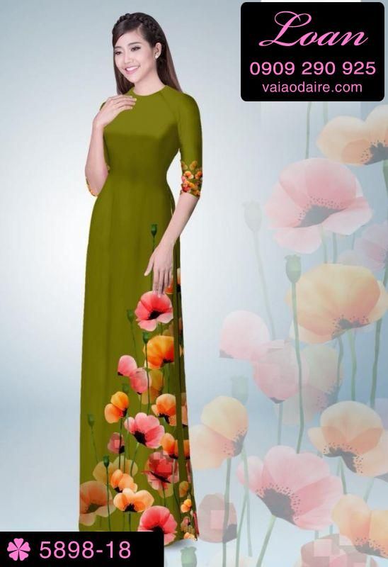 Vải áo dài hoa 3D