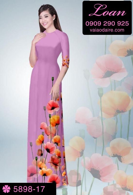 Vải áo dài hoa 3D