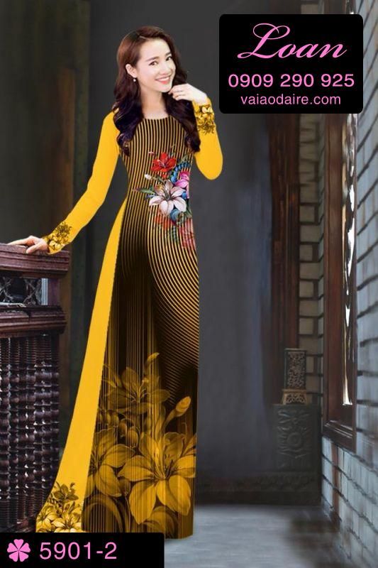 Vải áo dài hoa chạy dọc