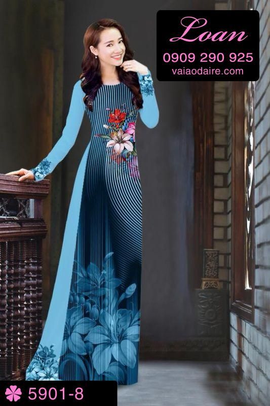 Vải áo dài hoa chạy dọc