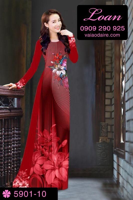 Vải áo dài hoa chạy dọc