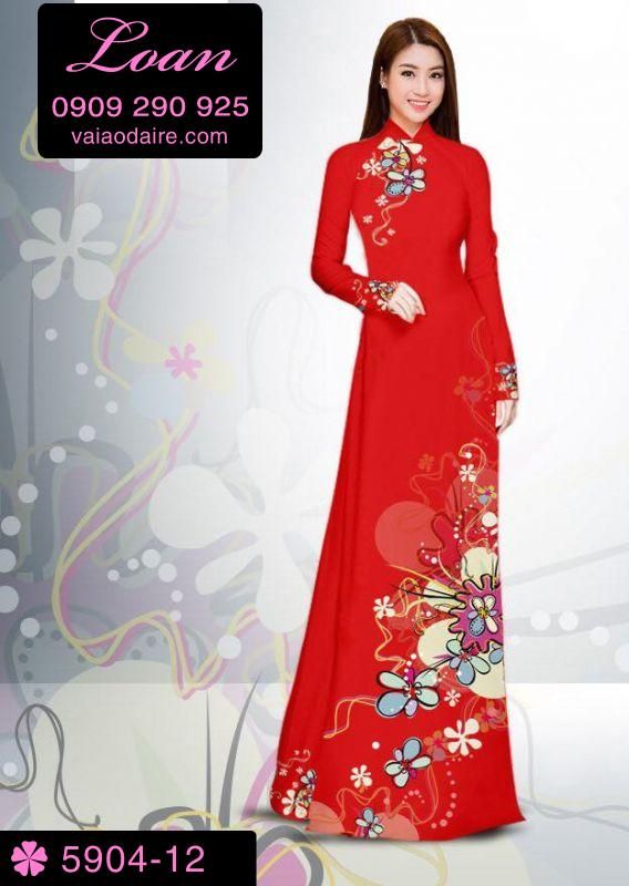 Vải áo dài hoa trên dưới