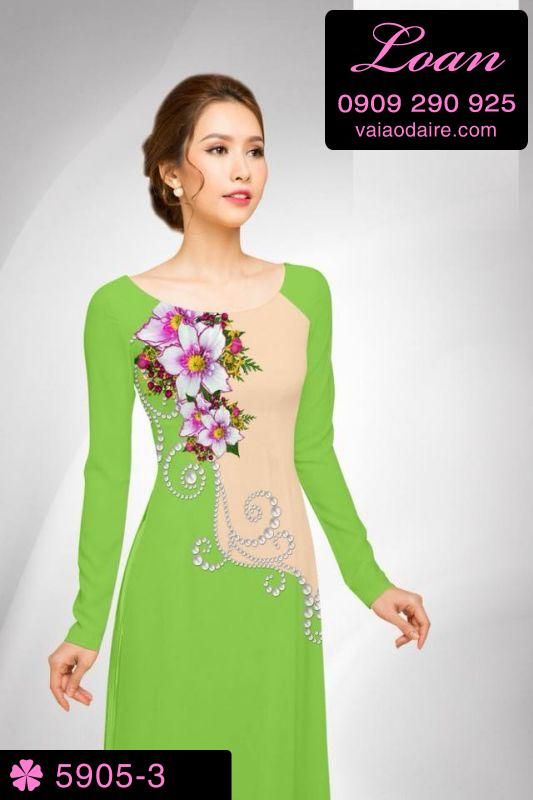 Vải áo dài hoa 3D