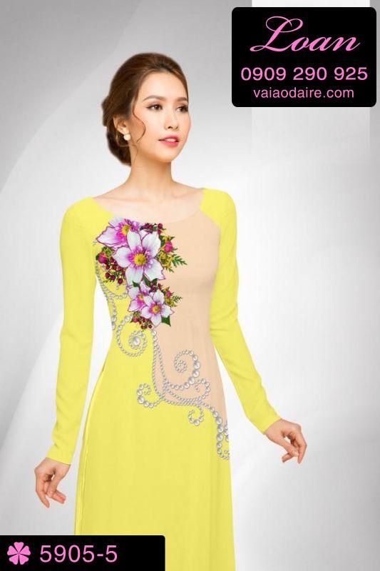Vải áo dài hoa 3D