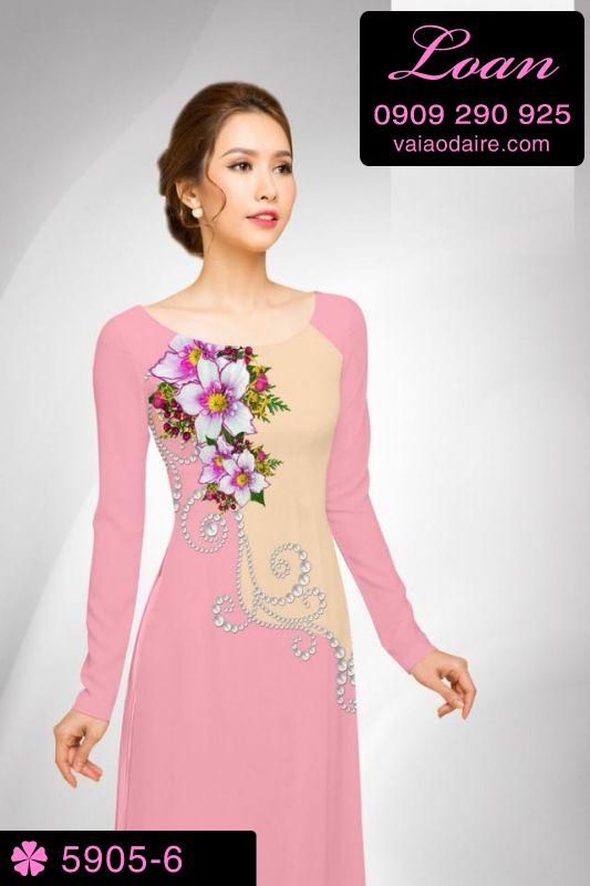 Vải áo dài hoa 3D