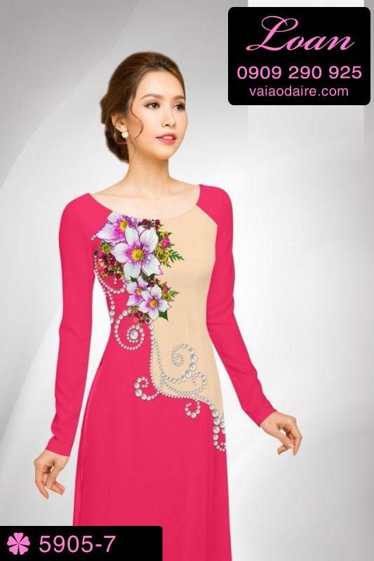 Vải áo dài hoa 3D