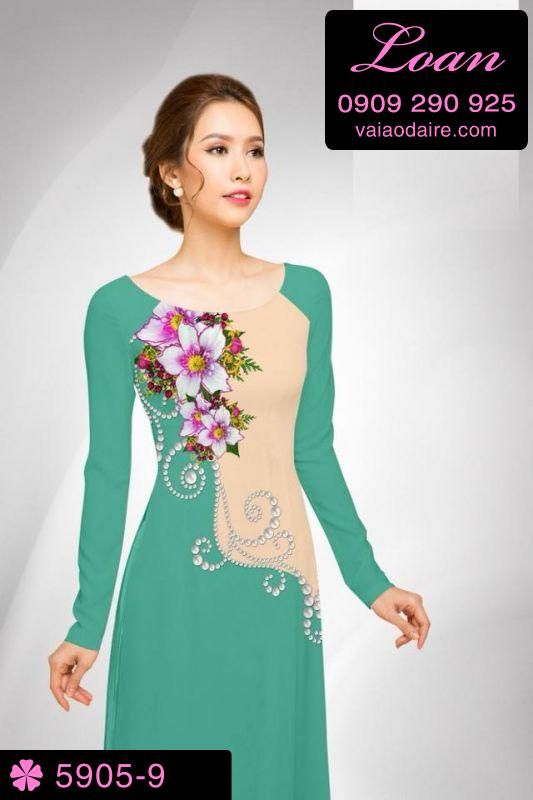 Vải áo dài hoa 3D