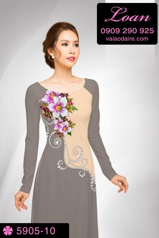 Vải áo dài hoa 3D
