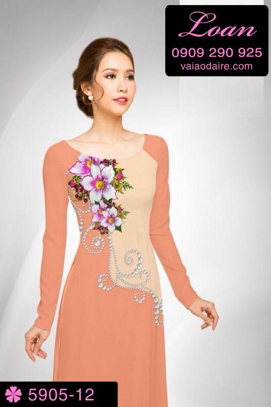 Vải áo dài hoa 3D