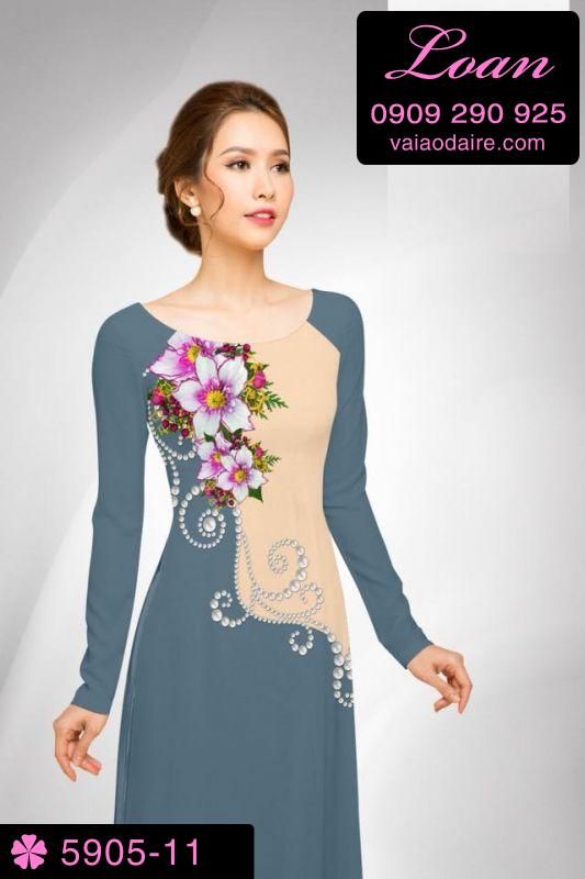 Vải áo dài hoa 3D