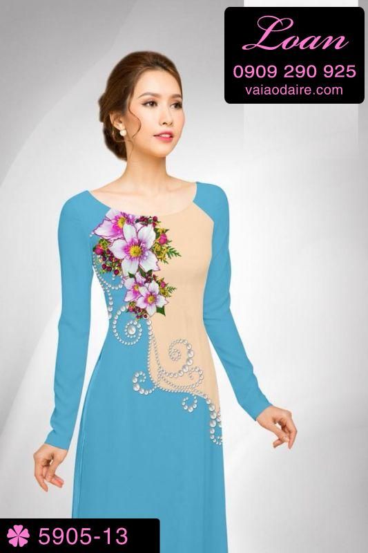 Vải áo dài hoa 3D