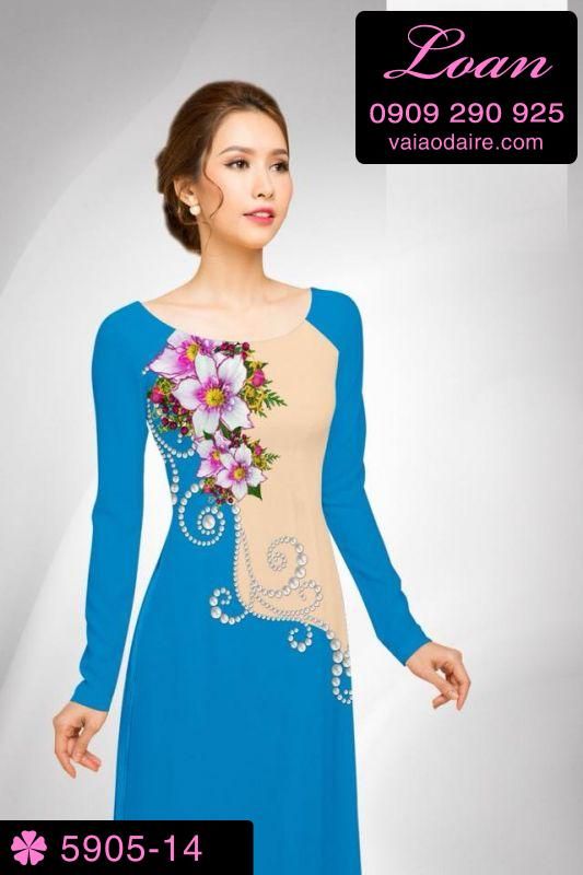 Vải áo dài hoa 3D