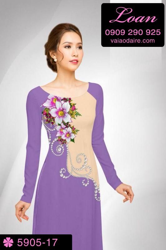 Vải áo dài hoa 3D