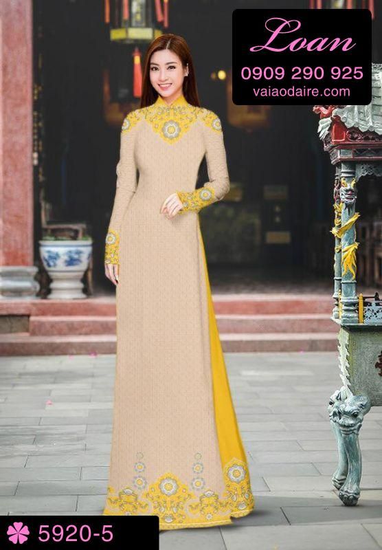 Vải áo dài hoa trên dưới