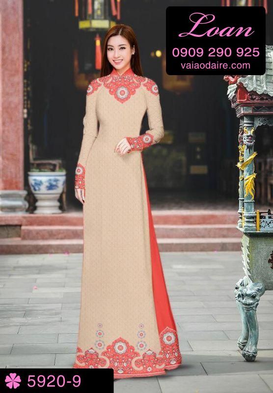 Vải áo dài hoa trên dưới