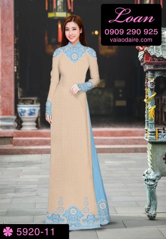 Vải áo dài hoa trên dưới