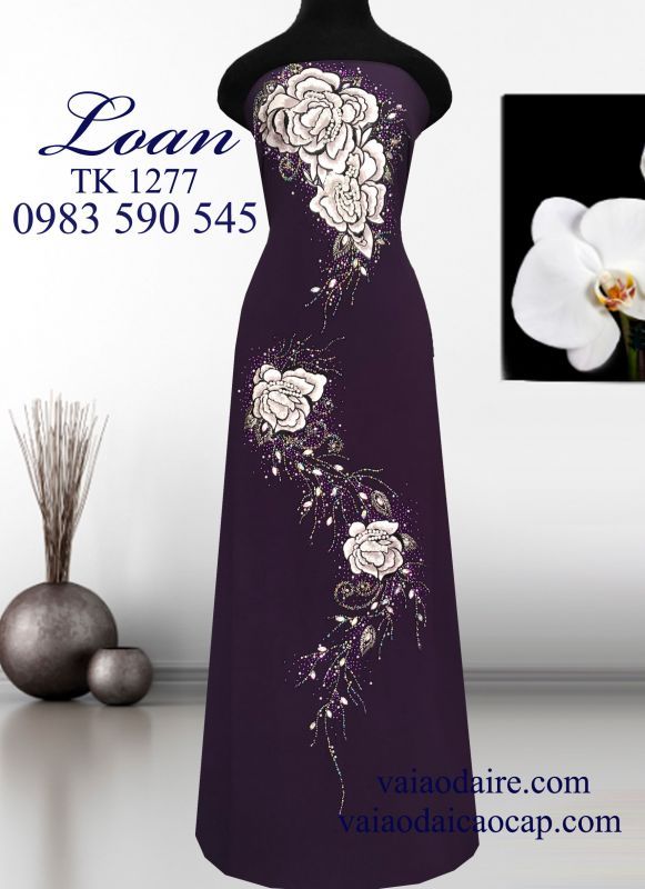 Vải áo dài kết hoa Hồng