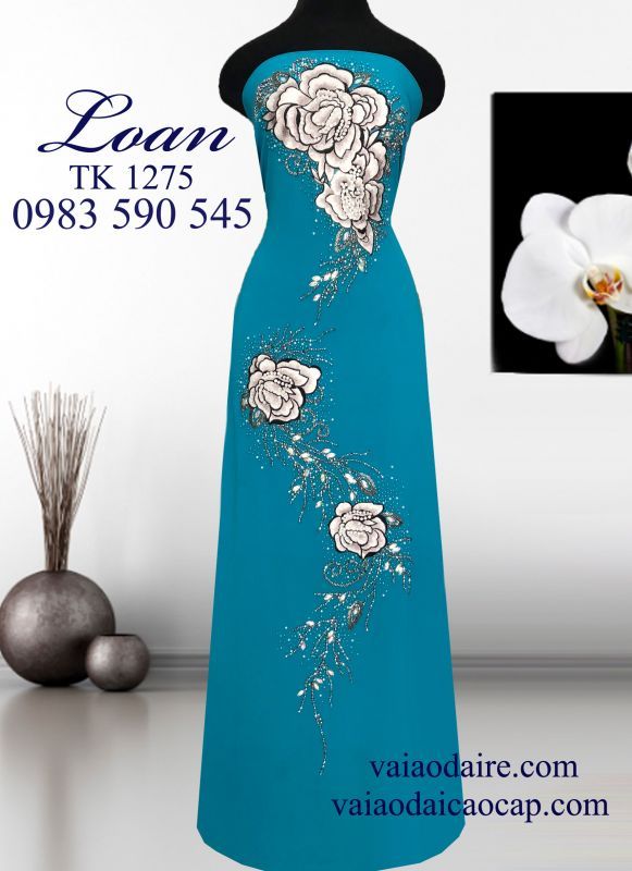 Vải áo dài kết hoa Hồng