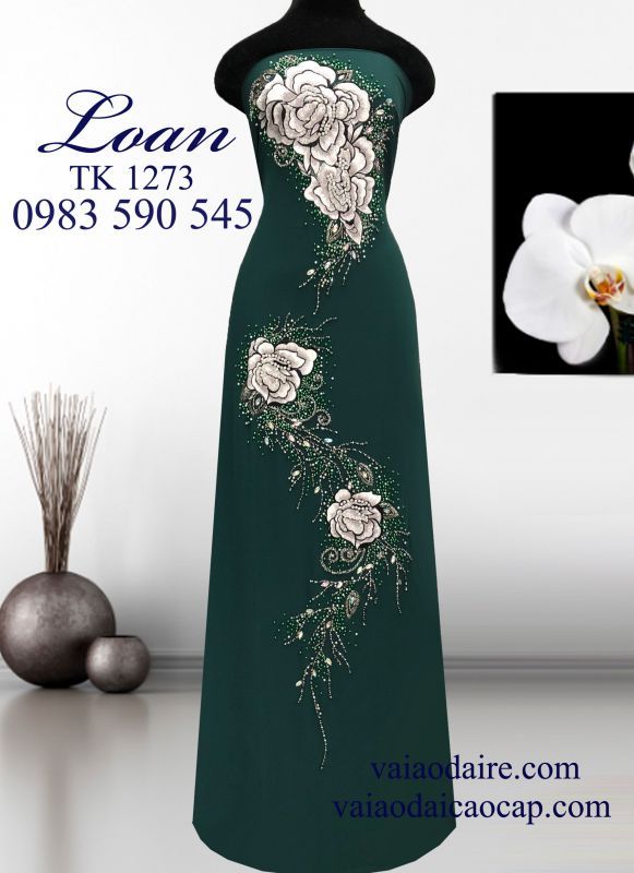 Vải áo dài kết hoa Hồng