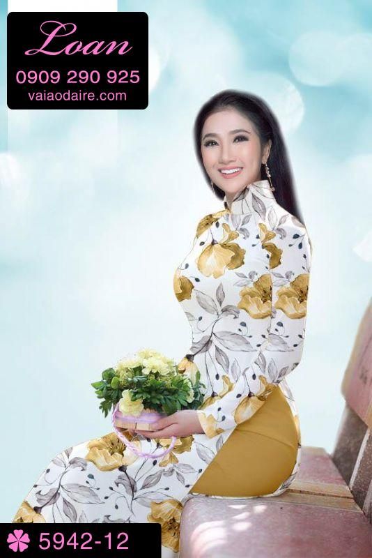 Vải áo dài hoa toàn thân