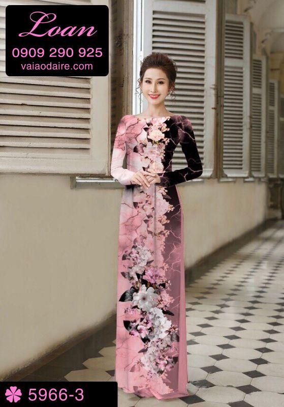 Vải áo dài hoa toàn thân