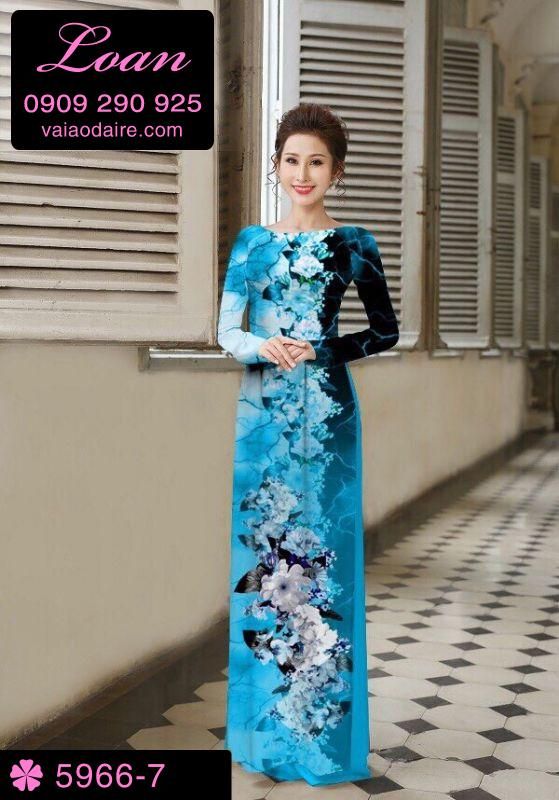 Vải áo dài hoa toàn thân