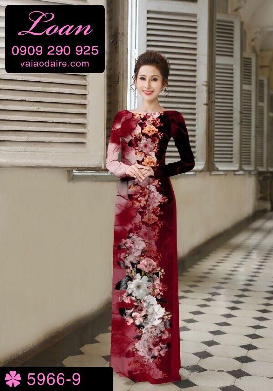 Vải áo dài hoa toàn thân