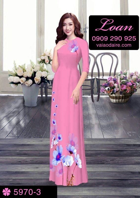 Vải áo dài hoa 3D