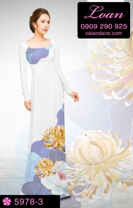 Vải áo dài hoa 3D