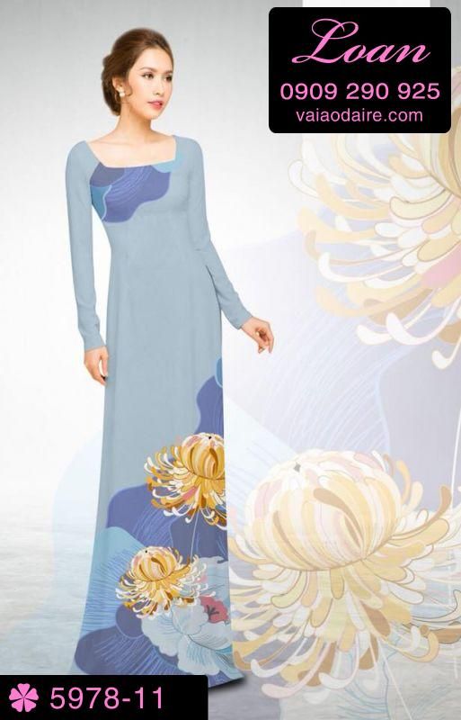 Vải áo dài hoa 3D