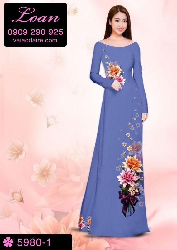 Vải áo dài hoa 3D
