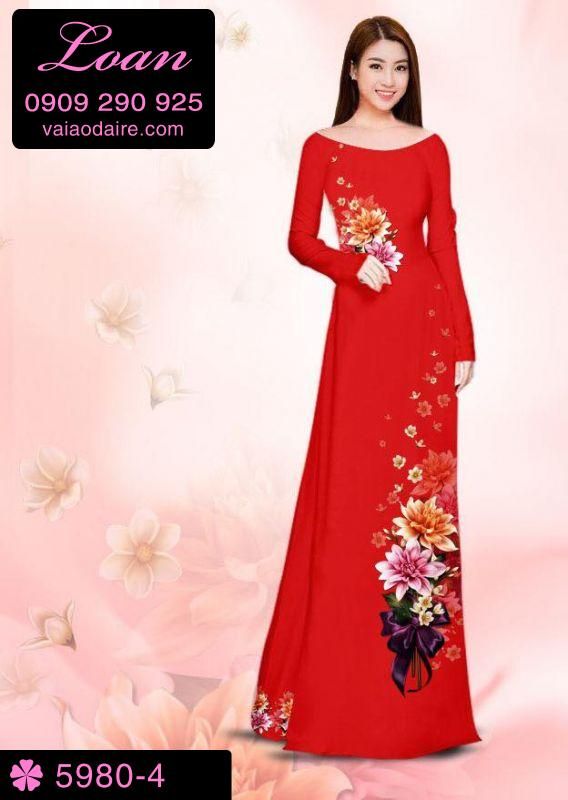 Vải áo dài hoa 3D