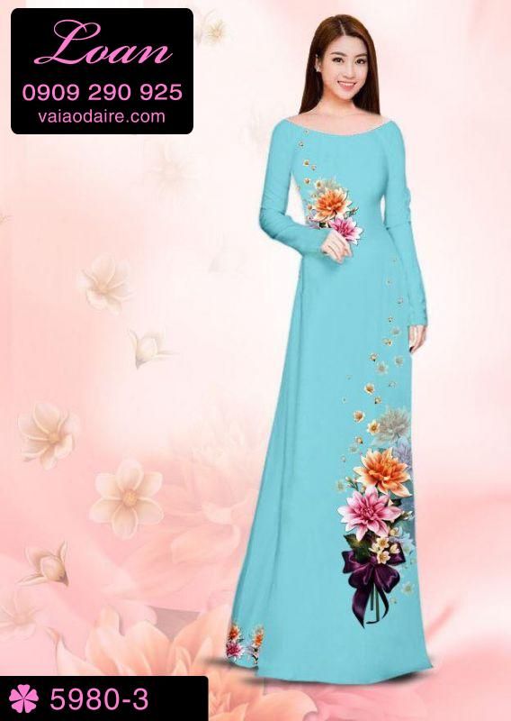 Vải áo dài hoa 3D