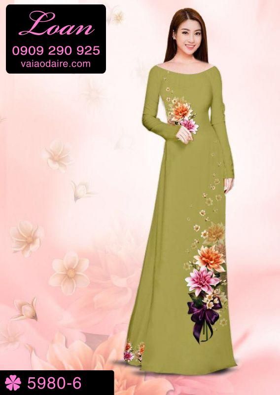 Vải áo dài hoa 3D