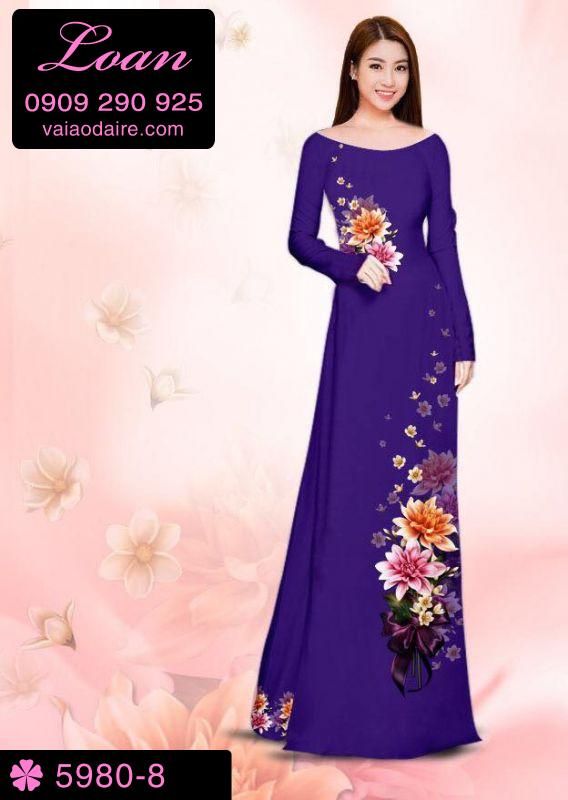 Vải áo dài hoa 3D