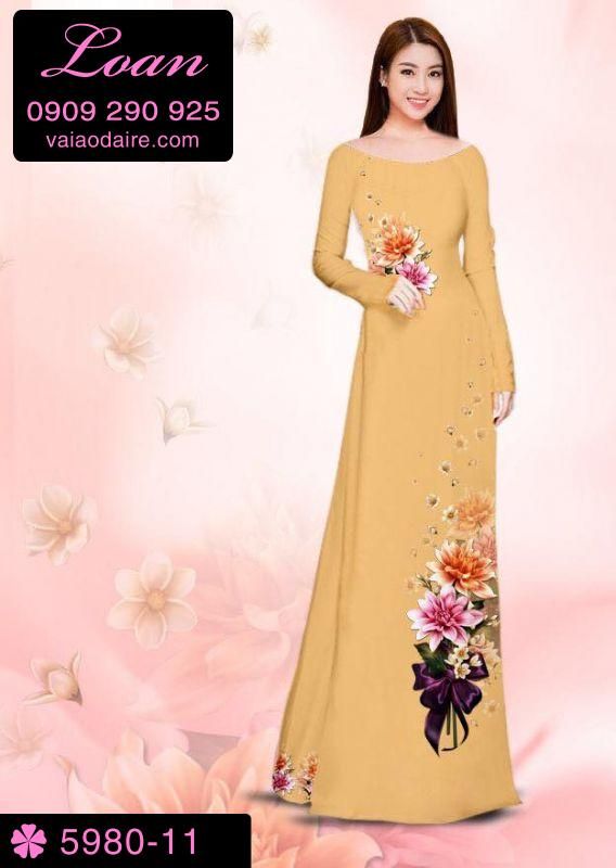 Vải áo dài hoa 3D