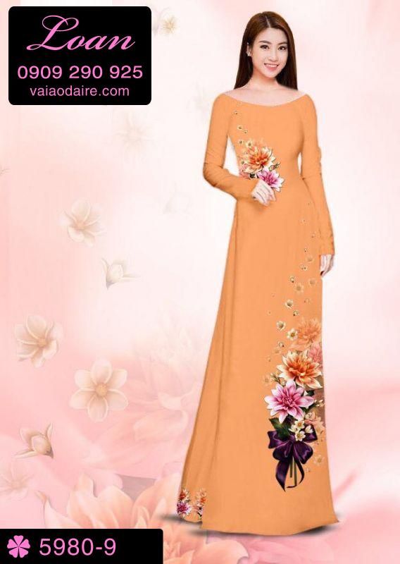 Vải áo dài hoa 3D
