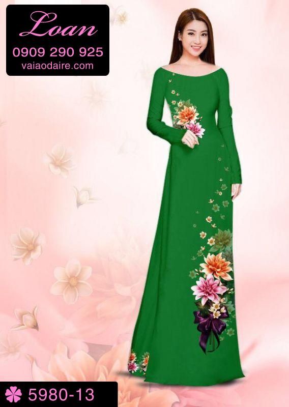 Vải áo dài hoa 3D