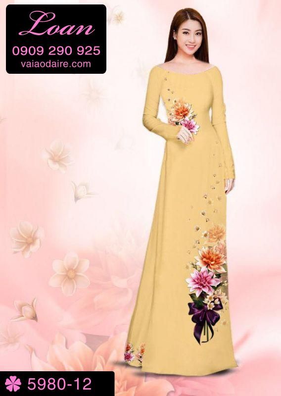 Vải áo dài hoa 3D