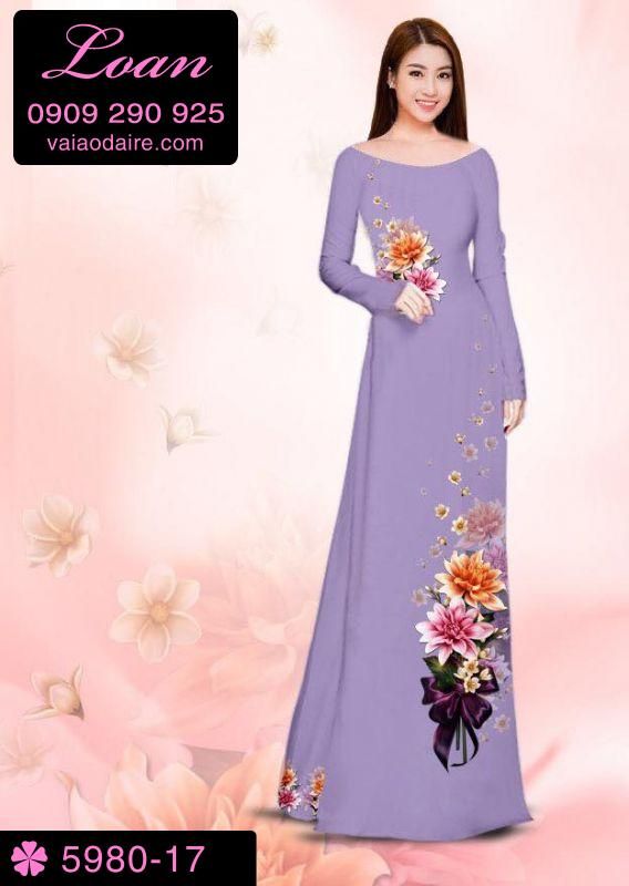 Vải áo dài hoa 3D