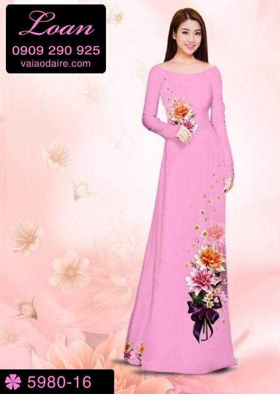 Vải áo dài hoa 3D