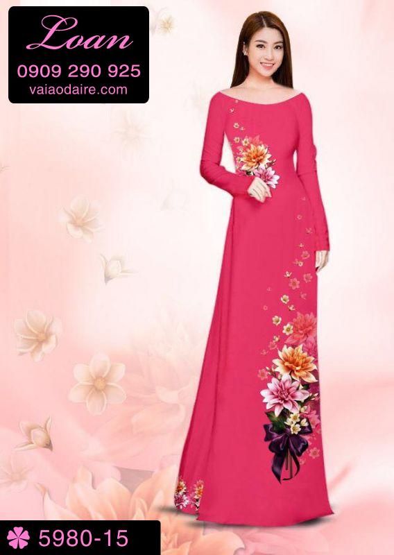 Vải áo dài hoa 3D