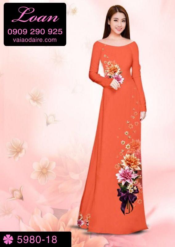 Vải áo dài hoa 3D